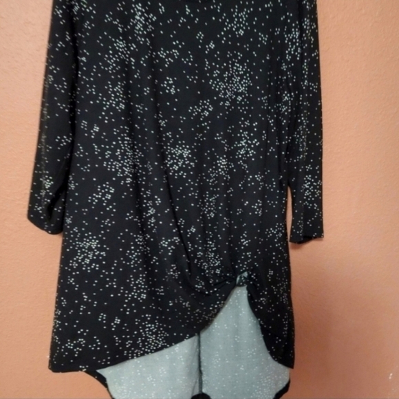 Lane Bryant Soft Black Dot Twist Knot Hi Lo Hem Plus Size 14 - Picture 3 of 4